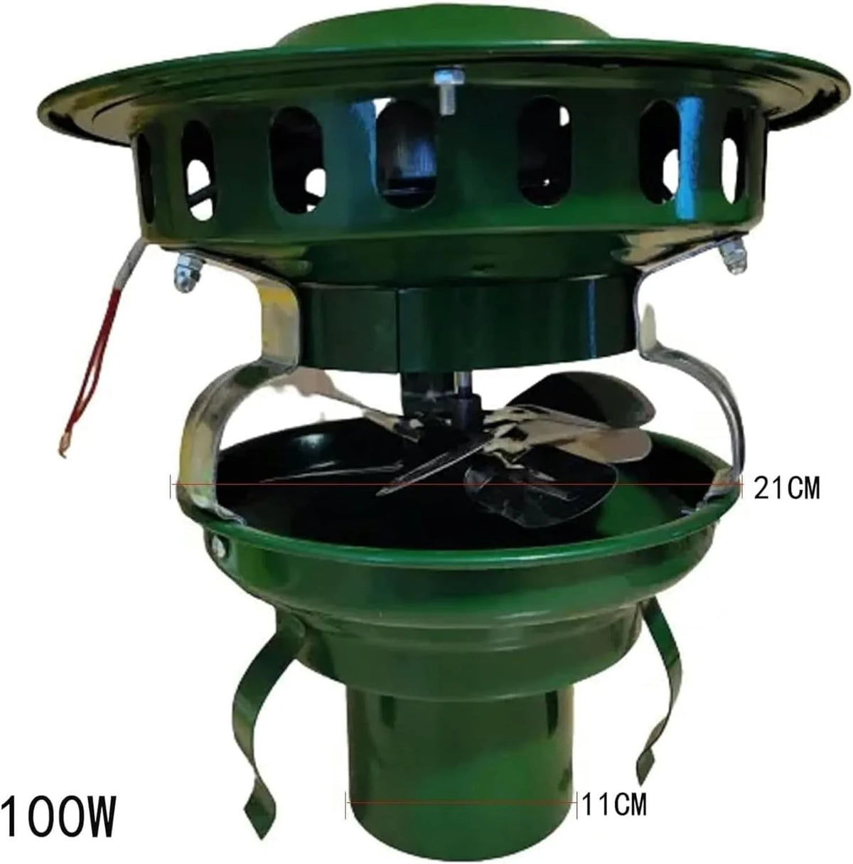 Wentylator kominkowy, elektryczny wyciągacz dymu, wentylator dachowy, odkurzacz kominkowy 100 W, 9,5 cm - 1 sztuka - 11 cm