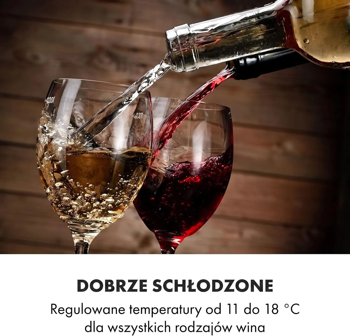 Klarstein Chłodziarka do wina, Wąska lodówka na napoje, 1 strefa, chłodziarka ze szklanymi drzwiami, Wolnostojące zewnętrzne lodówki, Mała do wina, Ochrona UV, 11-18°C, 18 butelek