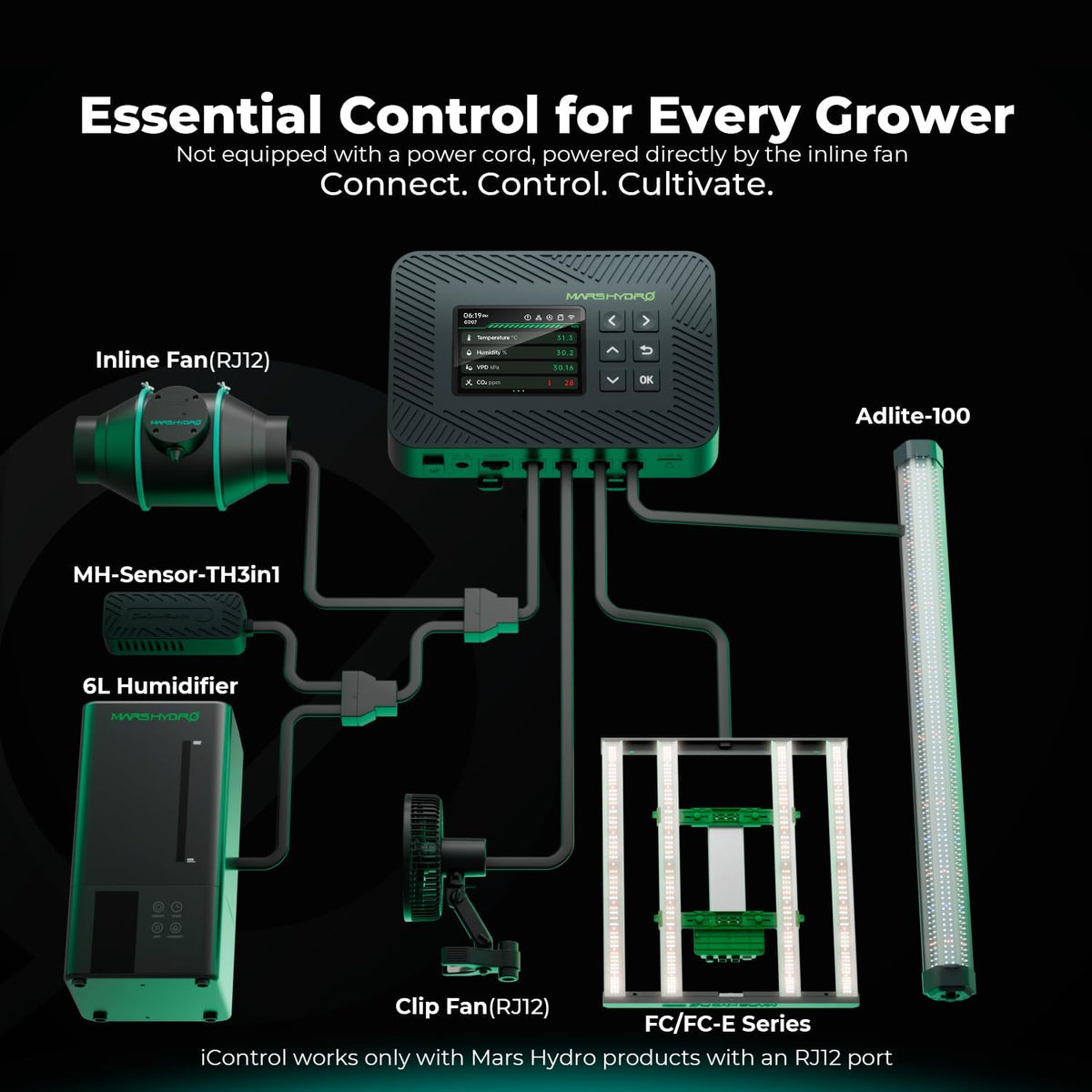 Set de cultivo completo para interior MARS HYDRO con controlador integrado WiFi, lámpara de cultivo TS1000 programable y regulable, armario de cultivo de 80x80x160 cm con alta reflectividad 1680D y kit de ventilación automática de 4"