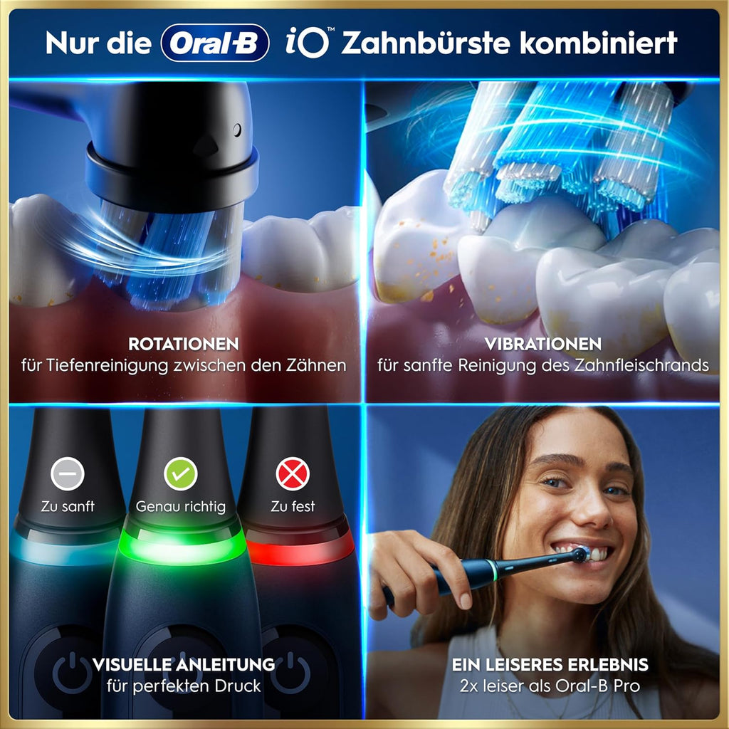 Cepillo de dientes eléctrico Oral-B iO Series 9, incluye 1 cabezal, 7 modos de cuidado bucal, ganador del test CHIP (11/25), diseñado por Braun, azul oscuro