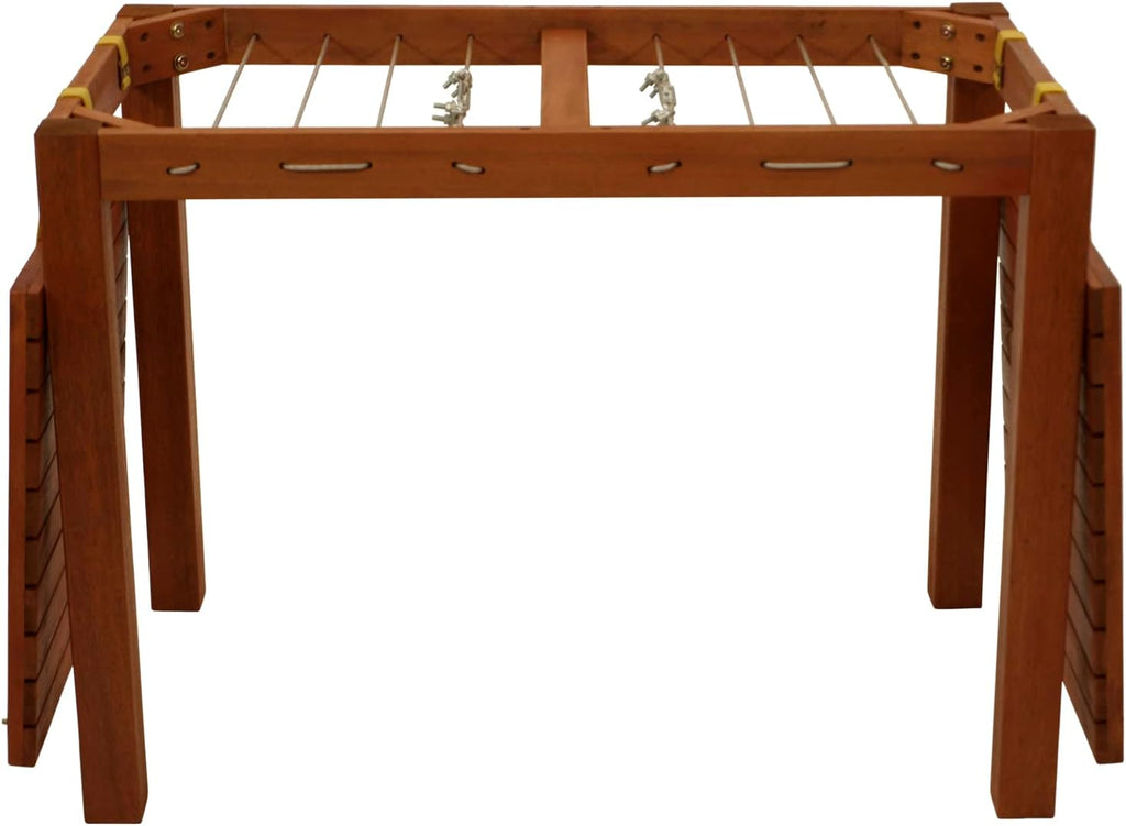 Mesa de jardín funcional DEGAMO con función de tendedero, 100x60x75cm, eucalipto aceitado marrón, con certificación FSC®, para exterior e interior