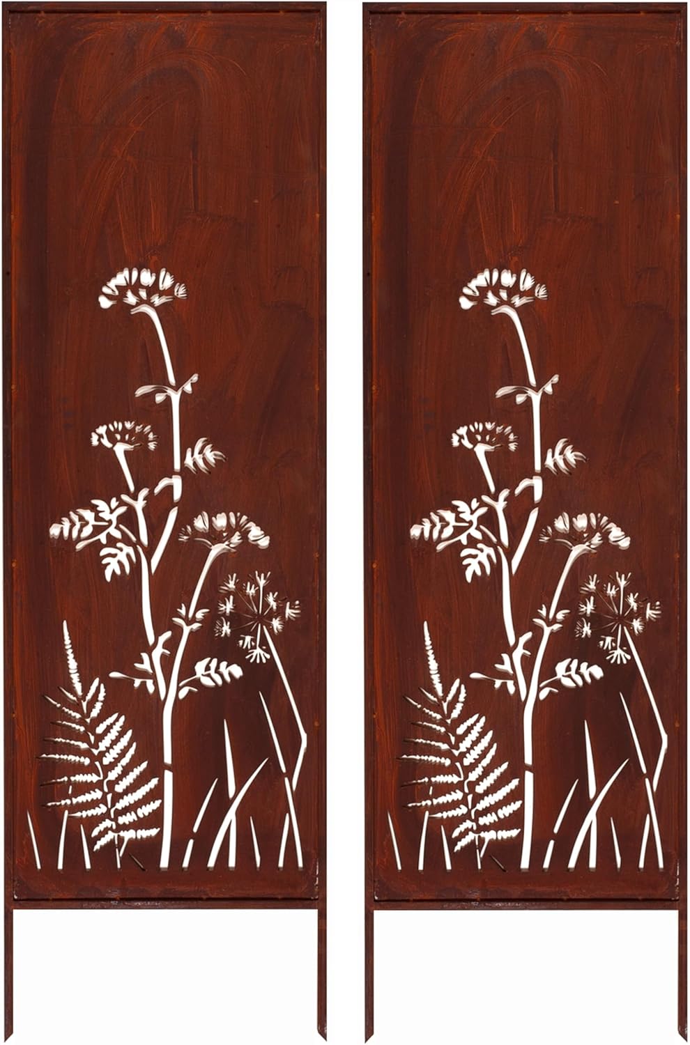 Kapaga - 2x Panel de privacidad de metal - 160 cm x 50 cm - Óxido noble - Óptica de óxido Pantalla de privacidad para jardín - Elemento de privacidad - Pared de privacidad - Decoración de jardín Valla - Óxido (Pradera)