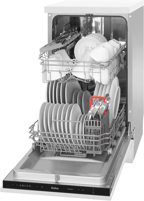 Amica EGSPV 587 915 zmywarka do zabudowy/w pełni zintegrowana zmywarka (bez frontu mebli) / szerokość 45 cm / 5 programów/Aquastop/kosz na sztućce
