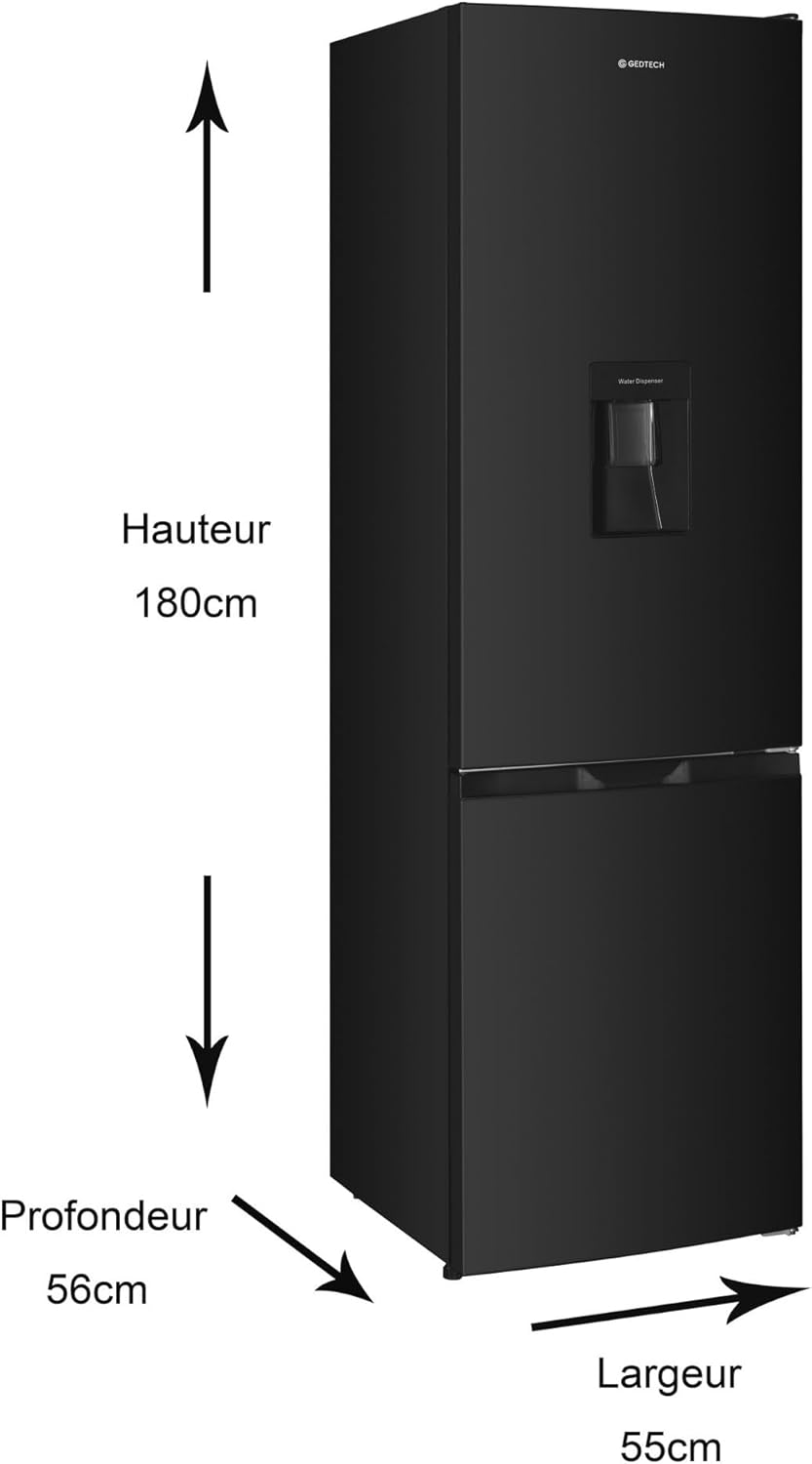 GEDTECH Refrigerador combinado - congelador inferior - GCB262BL Negro - capacidad 262L - Clase E