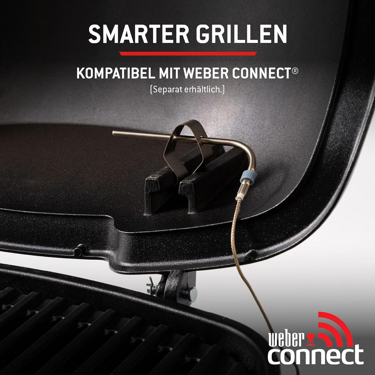 Barbacoa de gas Weber Q 1100N/Barbacoa portátil y ligera para camping, terrazas y balcones con quemador de alto rendimiento, parrillas de hierro fundido vitrificado y encendido electrónico, negro medianoche