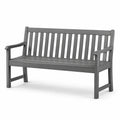 Banco de jardín de madera de acacia, 3 plazas, 150 cm, gris