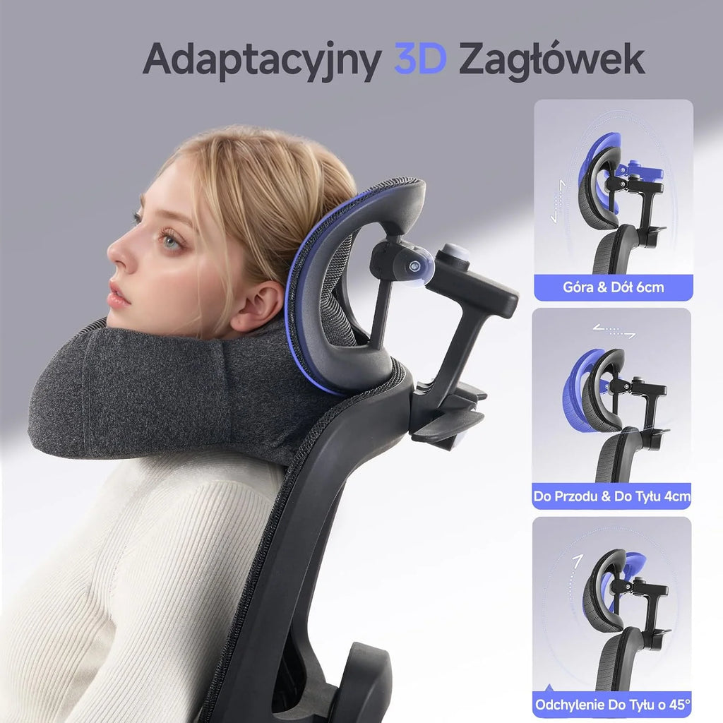 LarkLeaves Ergonomiczny Fotel Biurowy z Podnóżkiem Czarny L10 Pro