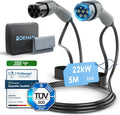 Cable de carga para coche eléctrico bokman tipo 2 (22 kW, 5 metros), impermeable IP55, carga rápida y segura compatible con Model3/e-208/500-e (cable T2)