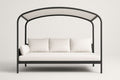 Sofá cama de día para exterior en metal y algodón blanco
