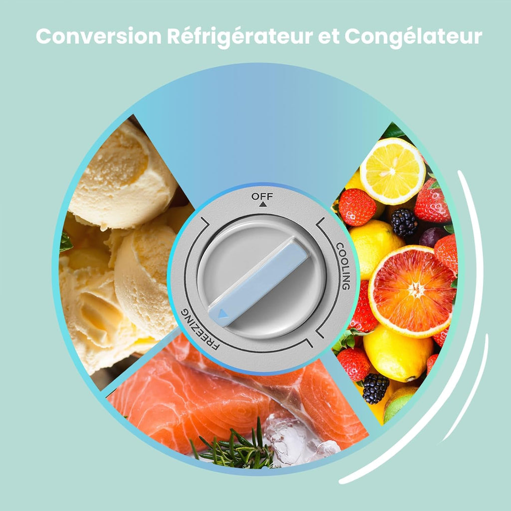 COMFEE' RCC146WH2EU(E) Congelador arcón independiente 143L convertible en congelador/refrigerador, compresor inverter, 4 estrellas, apto para dependencias, garajes y cobertizos, blanco [Clase energética E]