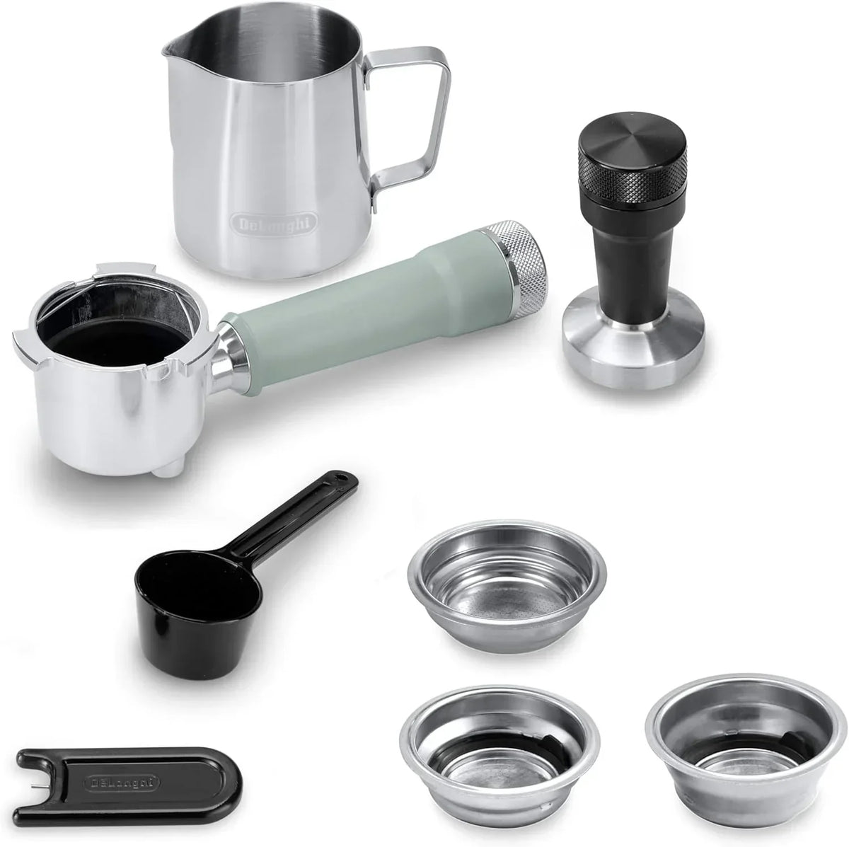 De'Longhi Dedica – Cafetera de bomba de acero inoxidable para café molido o monodosis, espresso y capuchino, depósito de 1,3 litros, sistema antigoteo, modelo EC685.M, color metal
