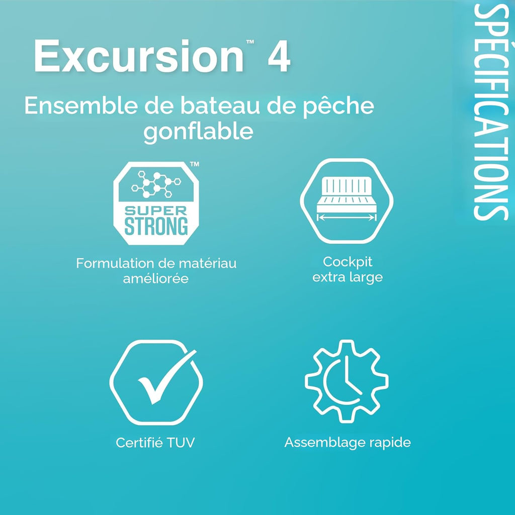 Bote inflable Intex Excursion 4 para 4 personas con remos de aluminio y bomba de aire de alto rendimiento