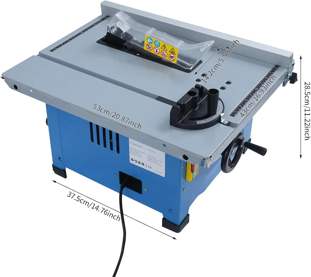 Mini stołowa pilarka tarczowa 1400 W, 4200 obr./min, z poszerzeniem stołu, cięcie 0-45° i głębokość cięcia 54 mm, piła tarczowa z brzeszczotem 210 mm do obróbki drewna i majsterkowiczów