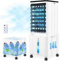 Aire acondicionado sin tubo de escape, 14L 60W, unidad móvil con temporizador de 12H, 3 modos, 40dB, oscilación de 120°, depósito de agua extraíble, control remoto, aire acondicionado portátil silencioso para apartamentos y habitaciones
