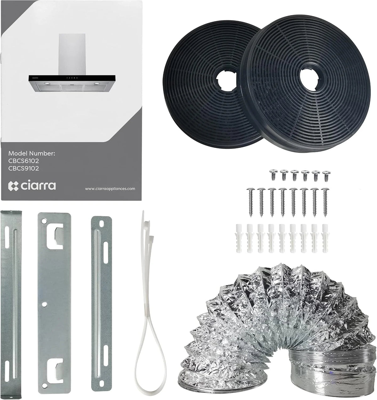 CIARRA CBCS6102 A+++ okap kuchenny 60 cm obieg powietrza wylotowego okap kuchenny 650 m³/h Wi-Fi App Touch obsługa 4 stopnie wraz z Booster czarny okap ścienny z filtrem węglowym CBCF003