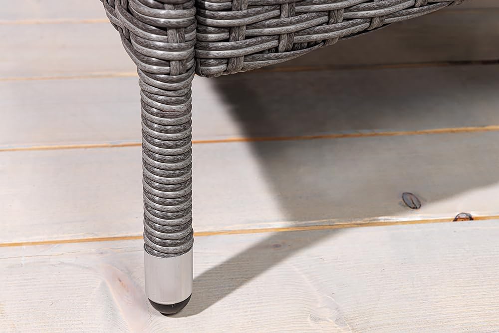 Silla de jardín para exteriores Riess Ambiente Sylt - gris - polirratán - respaldo alto con reposabrazos ajustable resistente a la intemperie