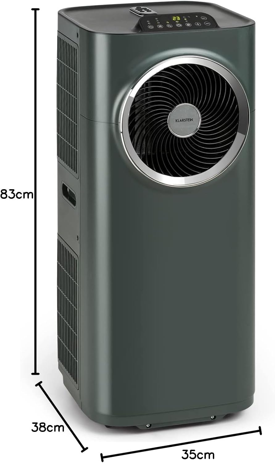 Acondicionador de aire portátil Klarstein con manguera de escape, unidad de climatización 5 en 1, ventilador, deshumidificador, purificador de aire y modo nocturno, control por aplicación, pequeño y portátil, para hogar y oficina, 12000 BTU