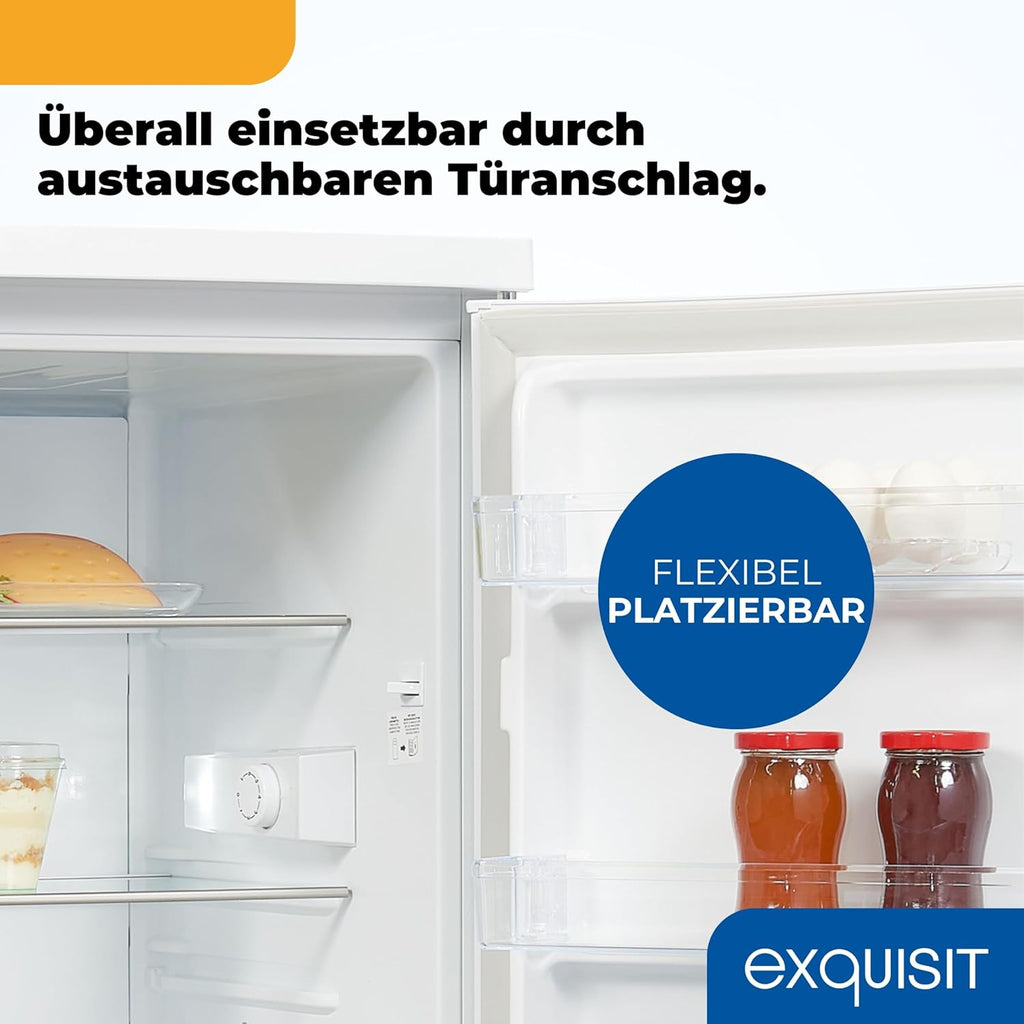 Refrigerador Exquisit sin congelador, 133 litros, frigorífico de una puerta independiente, sentido de apertura de puerta reversible, KS516-V-H-010D blanco