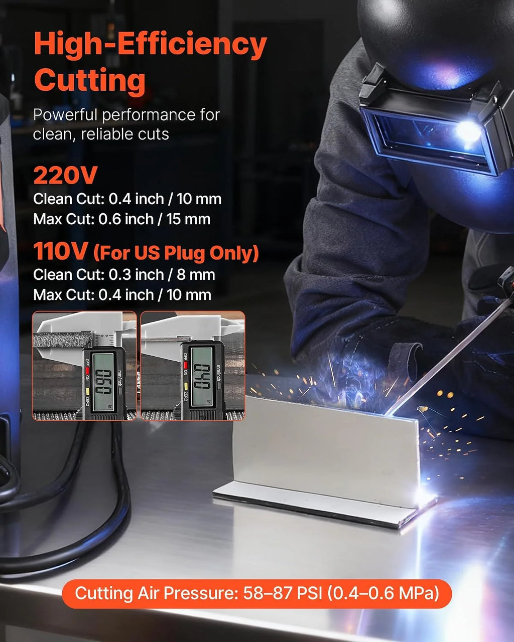 VEVOR Zestaw do cięcia plazmowego 5 w 1 – CUT/TIG/Gas MIG/Flux MIG/MMA, bezdotykowa maszyna do cięcia plazmowego 50 A i zgrzewarka synergiczna 200 A, aluminiowa spawarka impulsowa 110 V/220 V