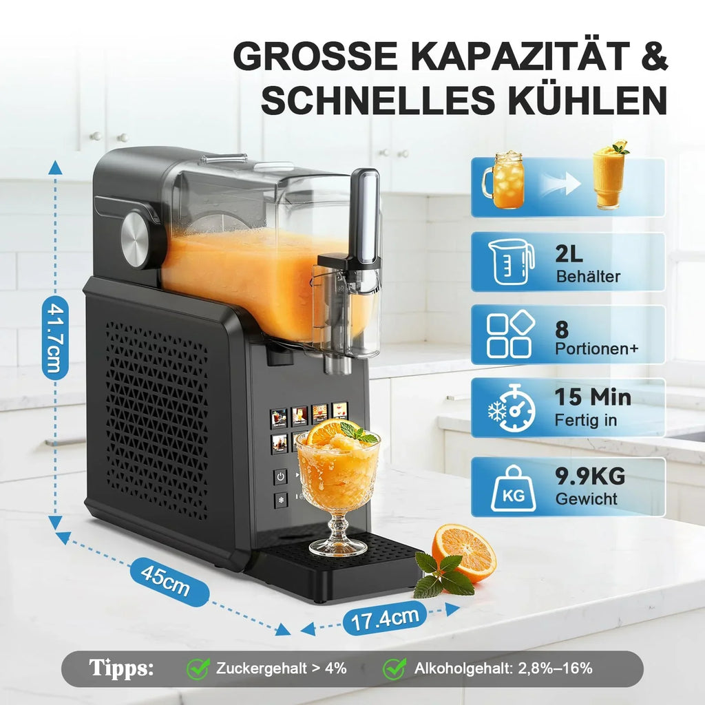 Máquina de granizados de 2,7 l con 8 programas, inicio con un solo toque y autolimpieza para granizados, frappés, batidos y bebidas congeladas