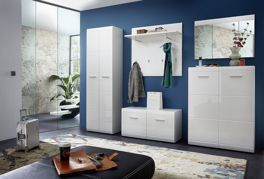 Zapatero Germania 3524-84 GW-Adana, con frentes de alto brillo, en blanco, 90 x 120 x 36 cm (ancho x alto x profundo)