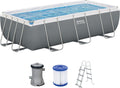 Set de piscina con estructura Bestway Power Steel con bomba de filtro 404 x 201 x 100 cm, gris, rectangular