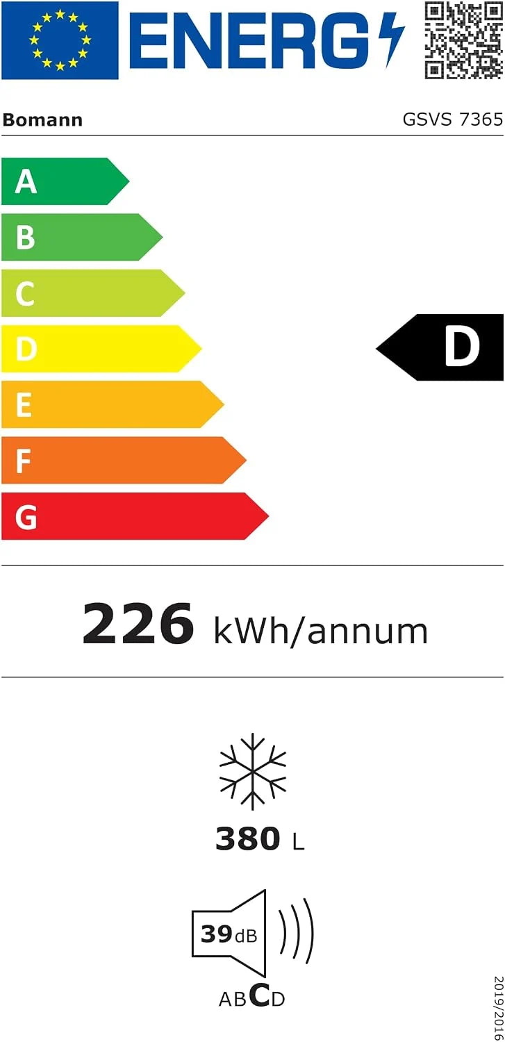 Zamrażarka Bomann® NoFrost, Szerokość 70 cm, 2 w 1 – możliwość przekształcenia w funkcję chłodzenia, Wysokość 186 cm, Klasa energetyczna D, Głęboka zamrażarka, 5 szuflad i 2 komory