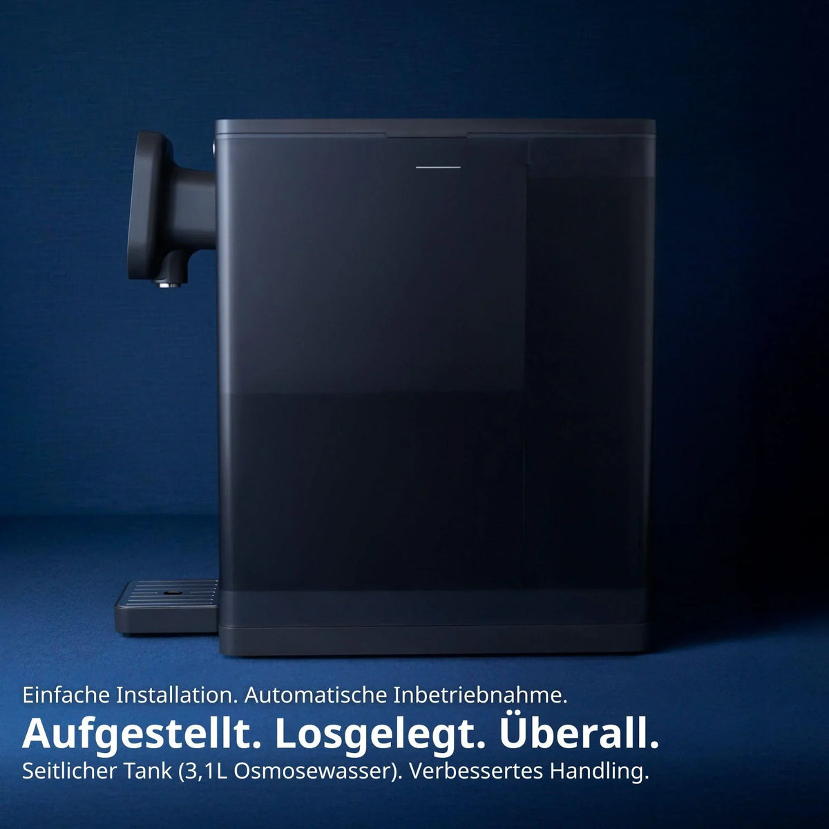 Sistema de ósmosis inversa de sobremesa OsmoFresh Fusion Air, dispensador de agua caliente, filtro de minerales, 3x UVC, relación de residuos 2:1, certificado por TÜV