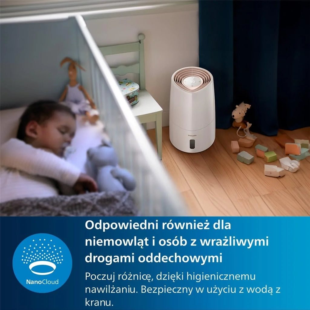 Philips Nawilżacz Ewaporacyjny serii 3000, do 45 m², NanoCloud, 3 l, Biały