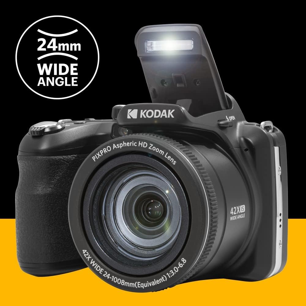 Pack Digital KODAK Bridge Pixpro Astro Zoom AZ425 + Tarjeta SDHC 32 GB - Cámara de 20 MP, Zoom 42X, Gran Angular, Pantalla LCD de 3", Video Full HD 1080p, Batería de iones de litio - Negro