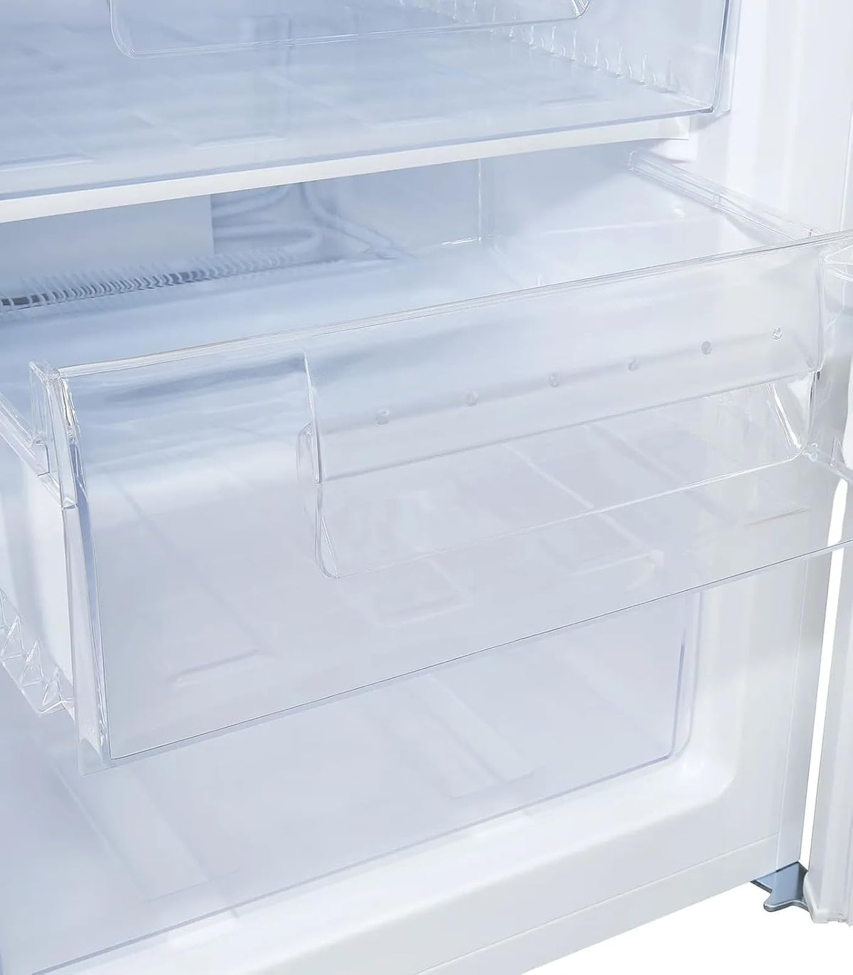 Exquisit® Congelador de sobremesa 91L, color blanco, clase E, congelador de 4 estrellas, 4 cajones transparentes, puerta reversible, control de temperatura, medidas (85,5 x 55,0 x 58,0 cm)