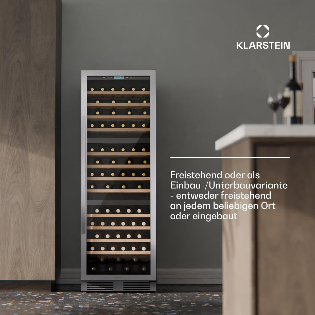 Vinoteca Klarstein Vinovilla Trio – 144 botellas, 3 zonas, 5–20°C, iluminación LED, protección UV, de libre instalación, armario climatizado para vinos