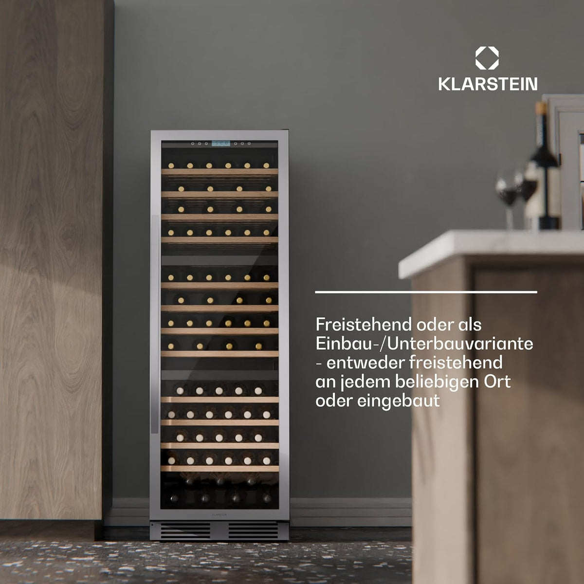 Vinoteca Klarstein Vinovilla Trio – 144 botellas, 3 zonas, 5–20°C, iluminación LED, protección UV, de libre instalación, armario climatizado para vinos