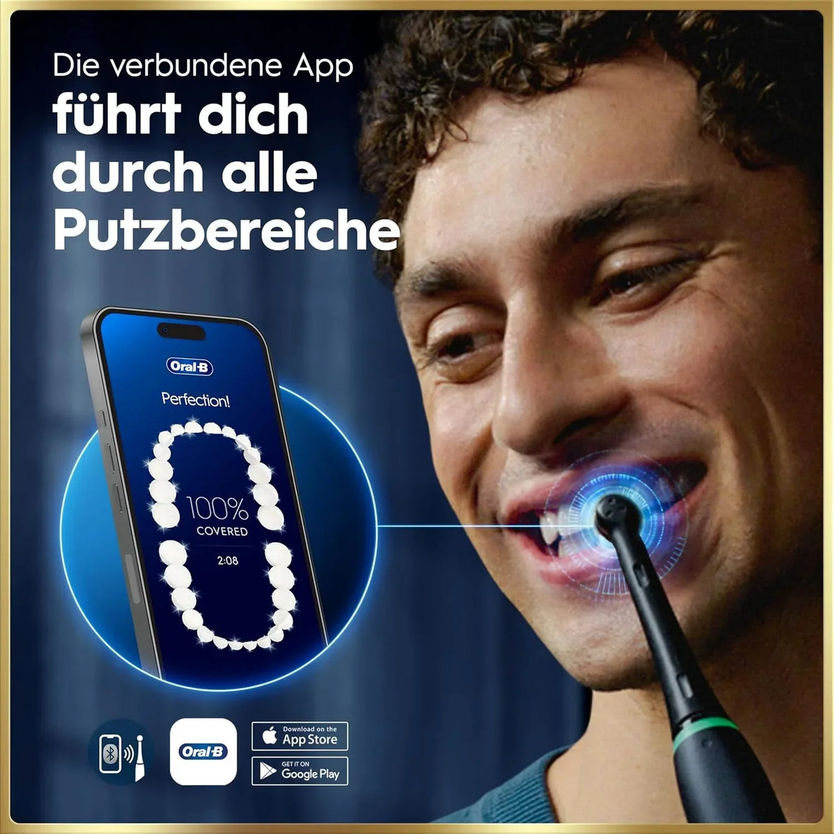 Cepillo de dientes eléctrico recargable iO Series 9 con cabezales, 7 modos de limpieza, control de presión inteligente, cabezal redondo, negro