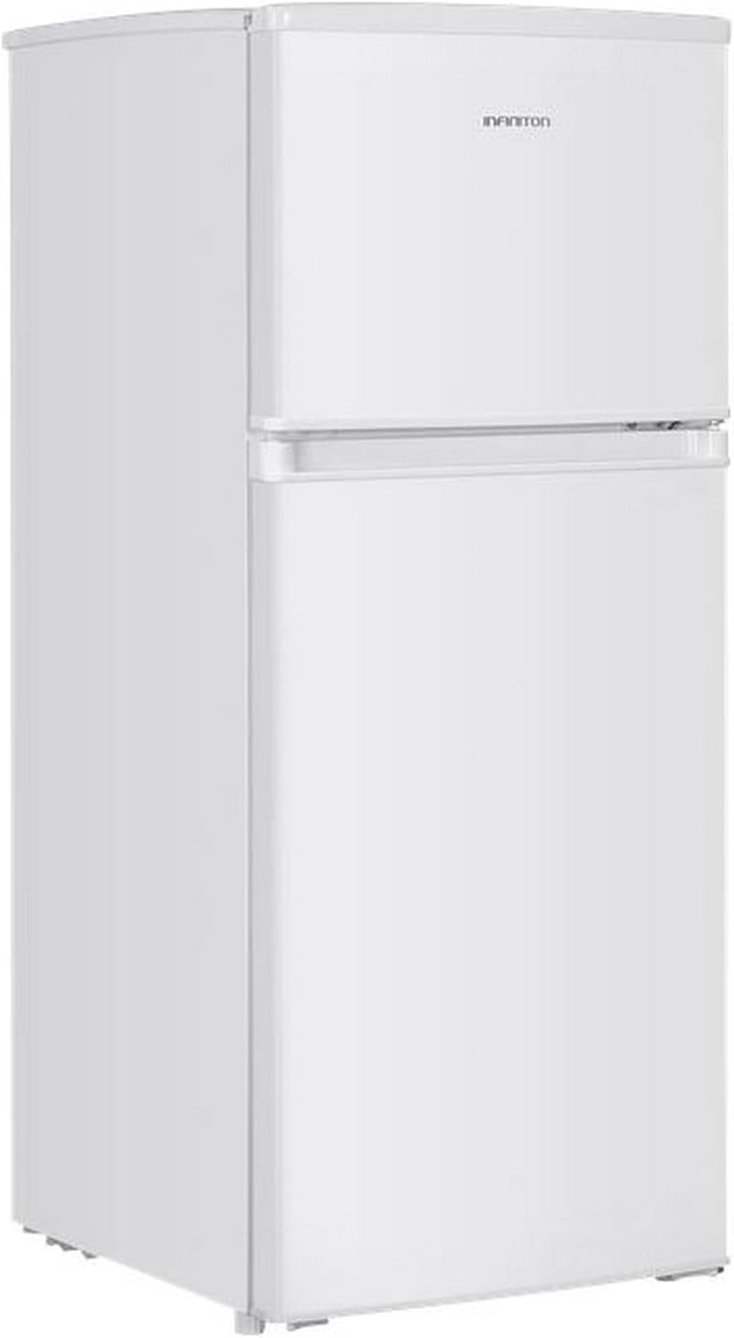 Frigorífico de dos puertas Infiniton FG-151D12BEV, 151 litros, 122 cm de altura, 50 cm de ancho, cíclico, luz LED interior, altura regulable, clase E, blanco