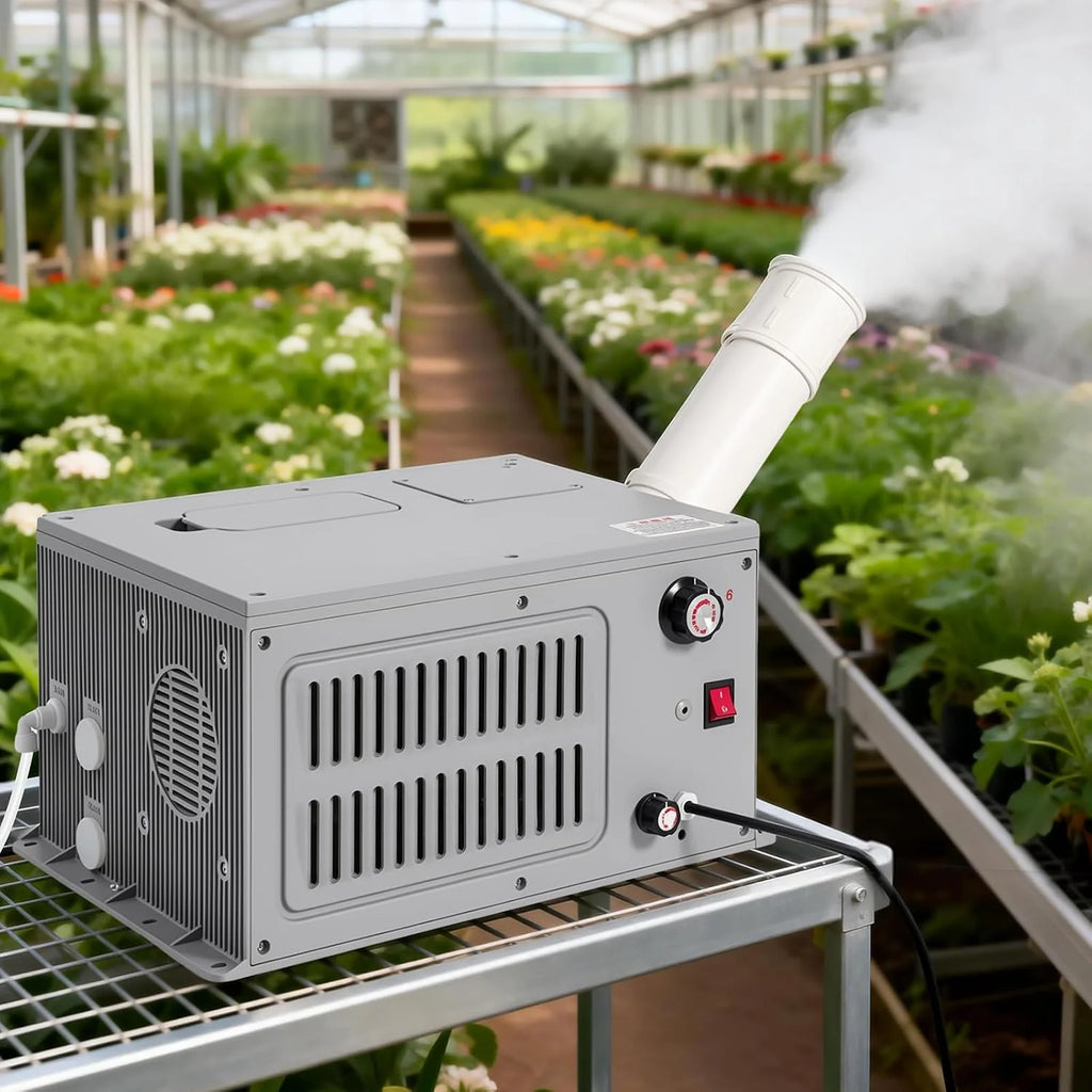Ultradźwiękowy generator mgły 9 l/h, przemysłowy nawilżacz powietrza, regulowana objętość mgły, ultradźwiękowa maszyna do wytwarzania mgły, z filtrem, rurą PCW, do hodowli grzybów
