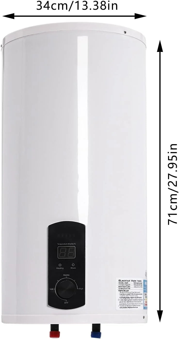 Elektryczny zbiornik ciepłej wody, 220 V, 2000 W, 80 l, poziomy podgrzewacz wody, bojler z wyświetlaczem LED, 25-75℃, bojler ciepłej wody do kuchni, ogrodu, łazienki, przyczepy kempingowej