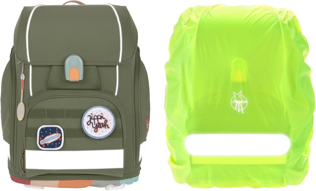 LÄSSIG Set de mochila escolar de 7 piezas para niños/School Set Boxy Unique Negro