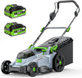 Cortacésped a batería ETOOLAB 40V (2x20V), 43 cm de ancho de corte, hasta 500 m², motor sin escobillas, kit de mulching, cesta de recogida de 50 L, 6 alturas de corte, 25-75 mm de altura de corte, 2 baterías de 4,0 Ah + cargador