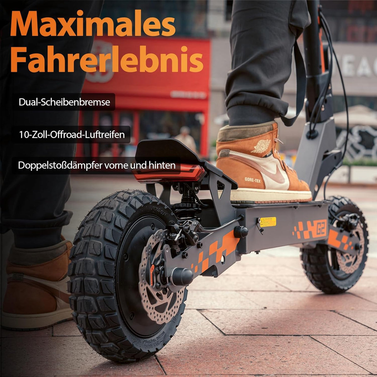 Patinete eléctrico Kukirin, patinete eléctrico para adultos, scooter eléctrico todoterreno, patinete eléctrico (autonomía de 55 km), G2