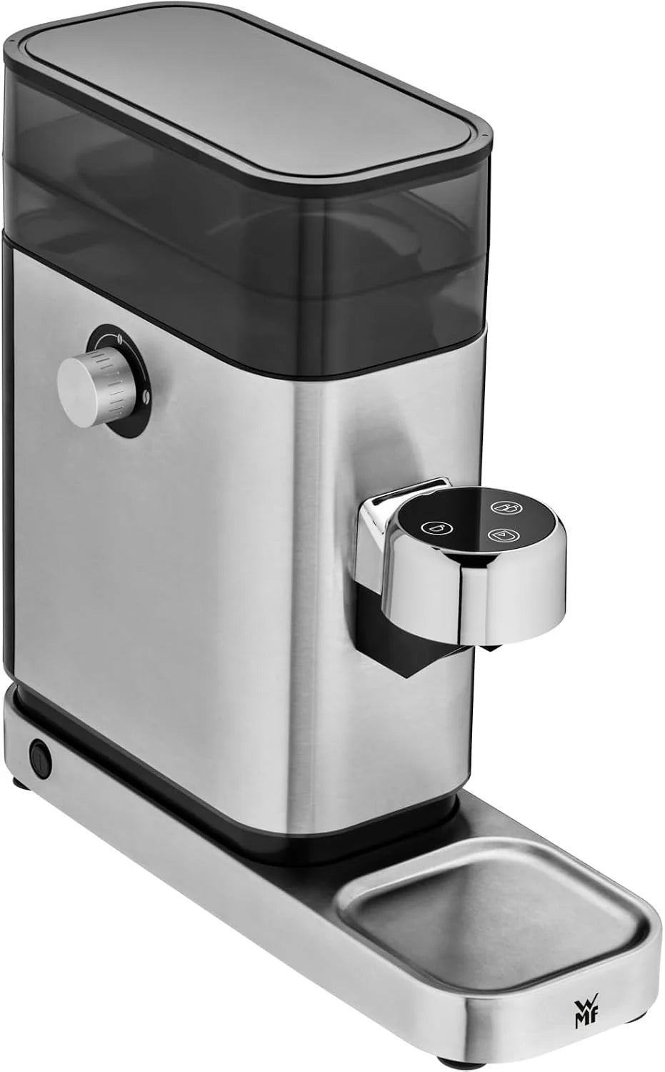 WMF Lumero elektryczny młynek do espresso 150 W, przyciski dotykowe LED, 40 stopni mielenia, pojemnik na kawę, stal nierdzewna Cromargan matowa