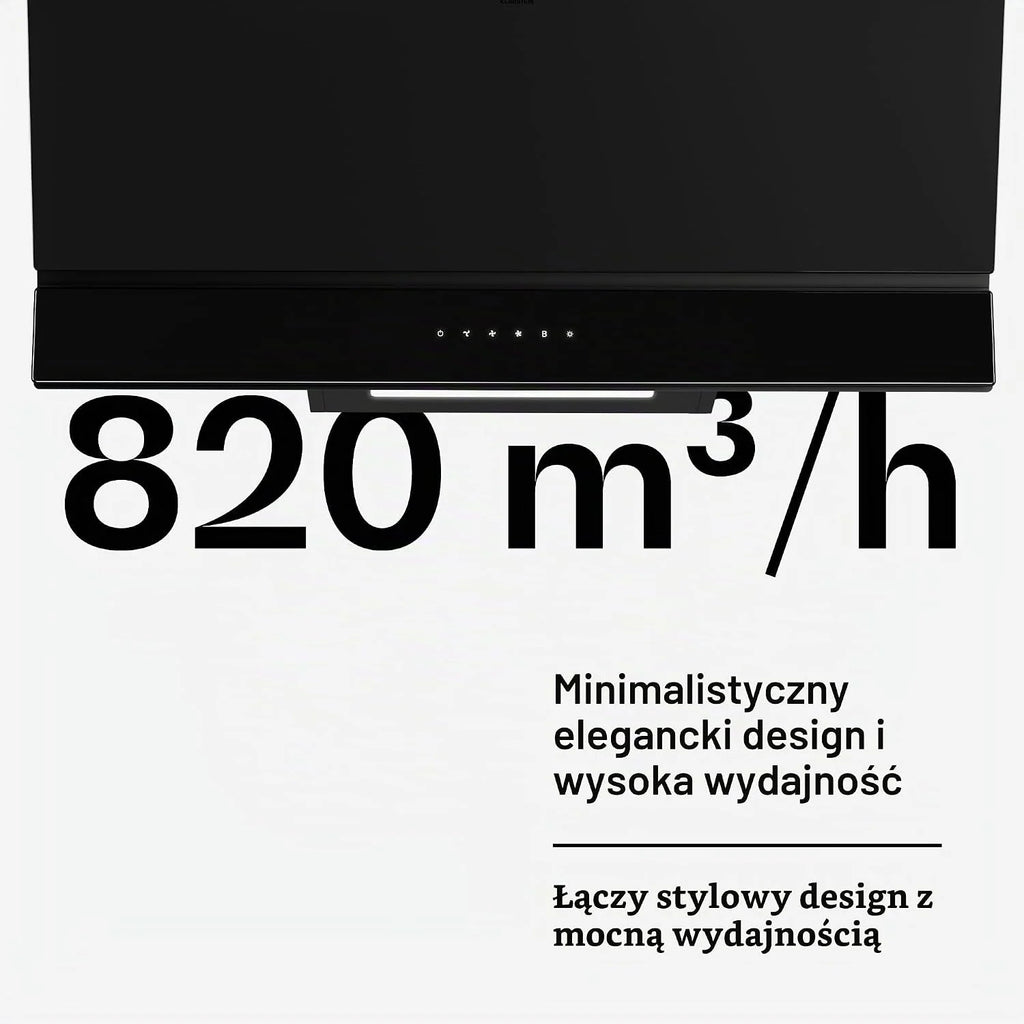 Klarstein Velaire okap kuchenny 90 cm, zwiększenie efektywności energetycznej 820 m³/h, klasa energetyczna A++, obsługa dotykowa, LED, cichy, filtr aluminiowy i z węglem aktywnym, okap kuchenny 90 cm