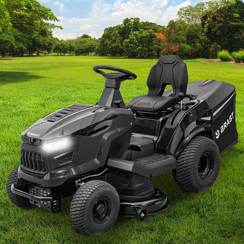 Tractor cortacésped a gasolina BRAST | 9,2 kW (12,5 CV) | Arranque eléctrico | Ancho de corte XXL de 98 cm | Función 2 en 1 | Transmisión de 7 velocidades | Cesta de recogida de 245 L | para grandes superficies de césped de 1.000-5.000 m²