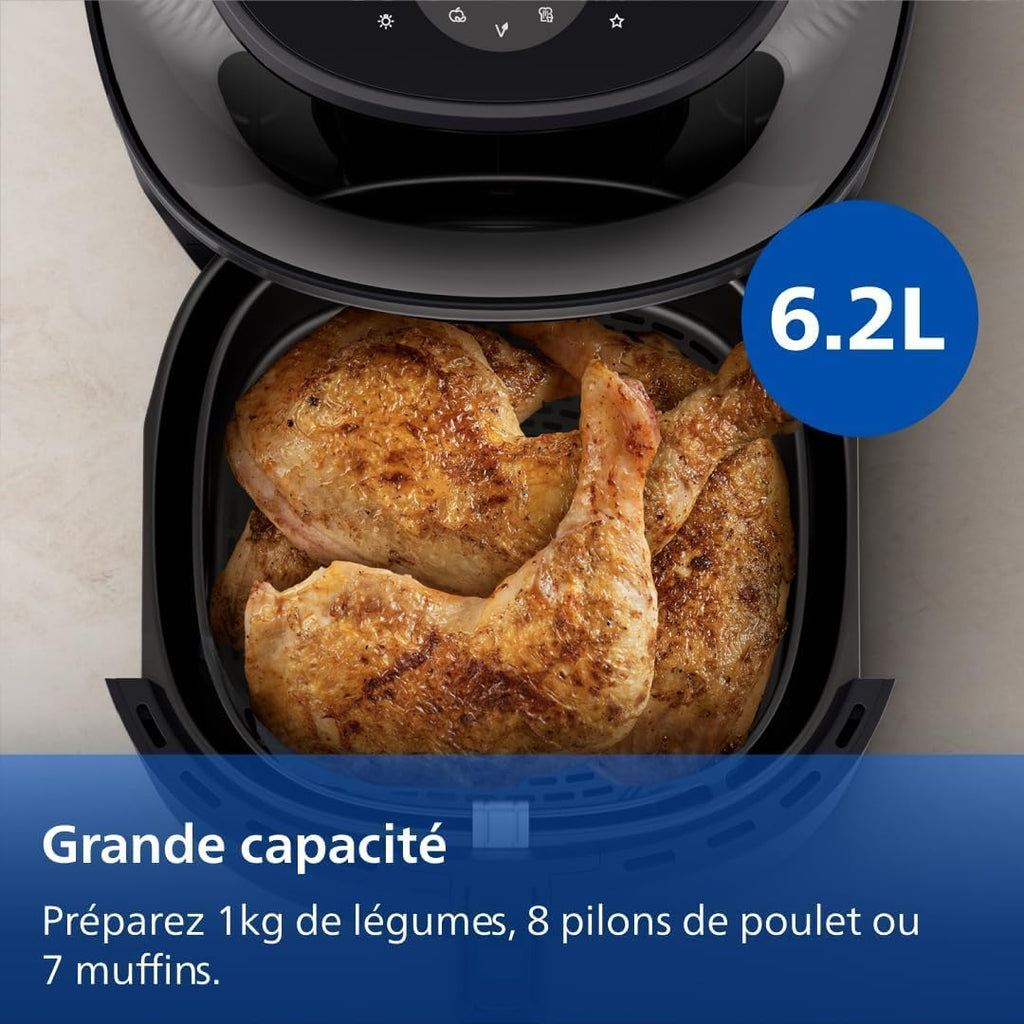 Philips Airfryer Serie 3000 - Freidora de aire 6,2 L, 16 en 1, ventana de cocción, tecnología RapidAir, hasta un 90 % menos de grasa, aplicación HomeID, color negro (NA330/00)