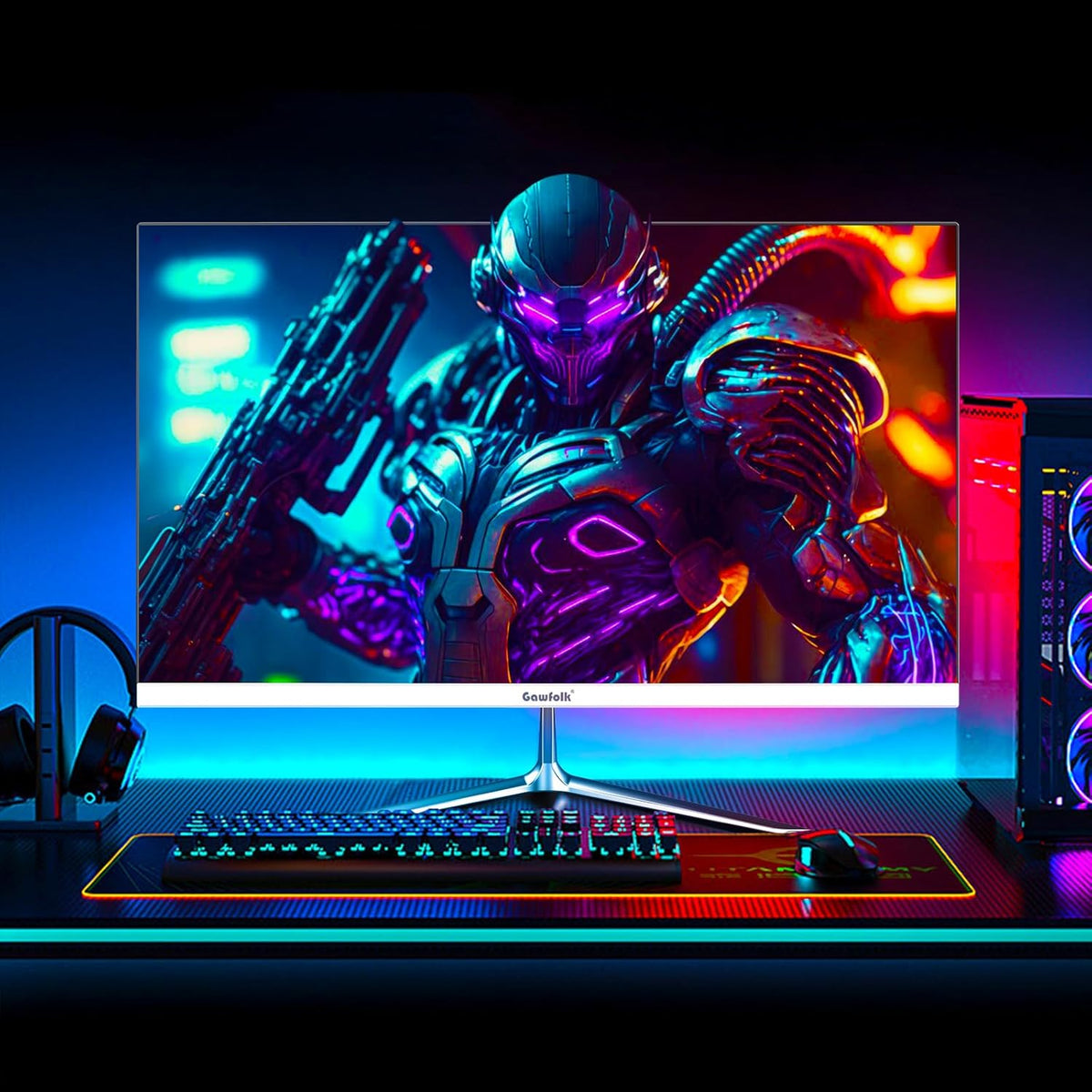 Monitor para PC Gawfolk de 24.5 pulgadas Full HD (1920x1080), 200Hz, 1ms, 3000R Eye Care y FreeSync, compatible con VESA: ¡el monitor para PC ideal! HDMI, DP, protección ocular, inclinable, VESA 75x75