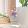 Atrapasueños de fucsia hecho a mano, adorno de vitral para plantas con cristales