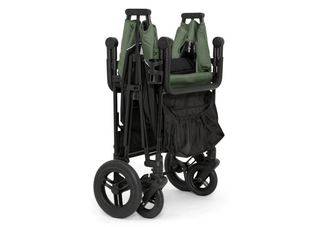 Jeep Wrangler Deluxe Stroller Wagon for 4 Kids – Removable Canopy, Cooler Bag, Modular Seats, XXL Storage, All-Terrain Tires, Adjustable Handlebars