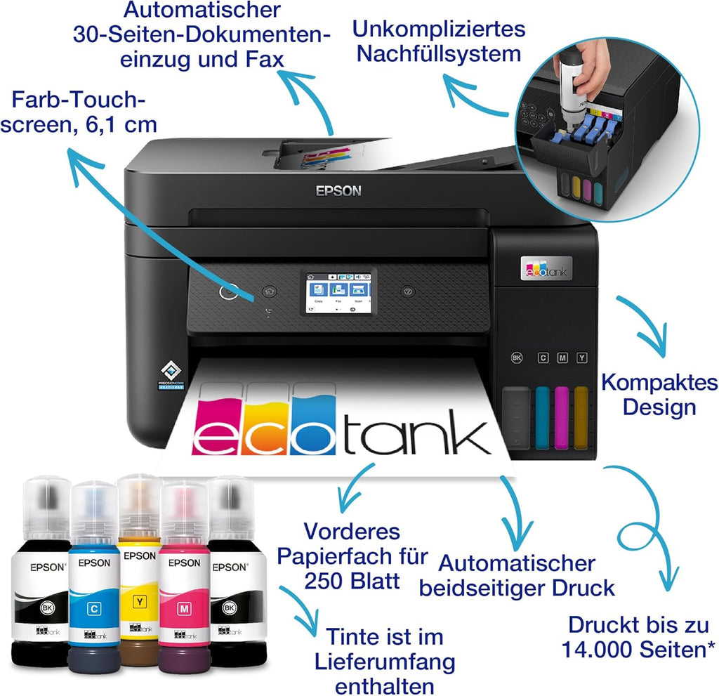 Impresora multifunción de inyección de tinta Epson EcoTank ET-4800 A4 con Wi-Fi, incluye tinta para hasta 3 años