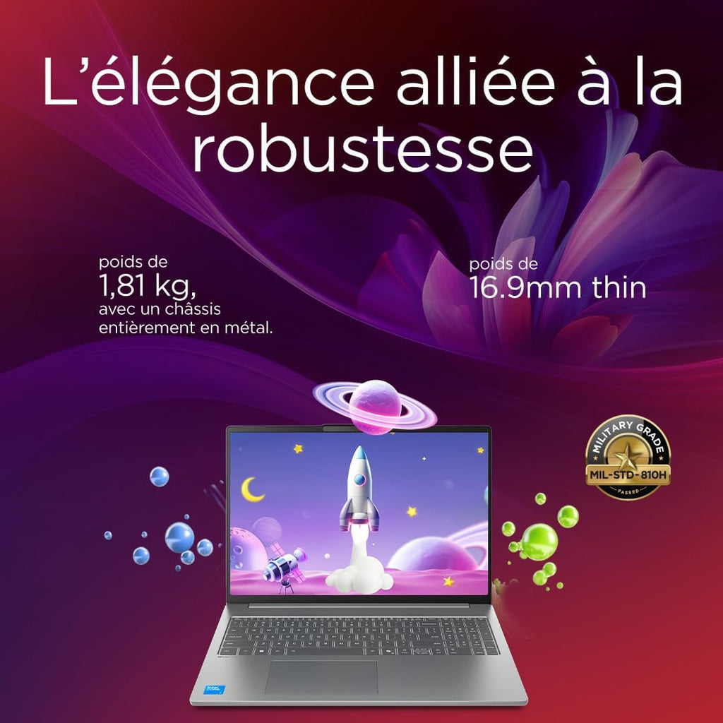 Lenovo IdeaPad Slim 5 16IRH10R - Ordenador portátil 16'' WUXGA (Intel Core 5 210H, RAM 32 GB, SSD 512 GB, Gráficos Intel, Windows 11 Home) Teclado AZERTY francés - Gris
