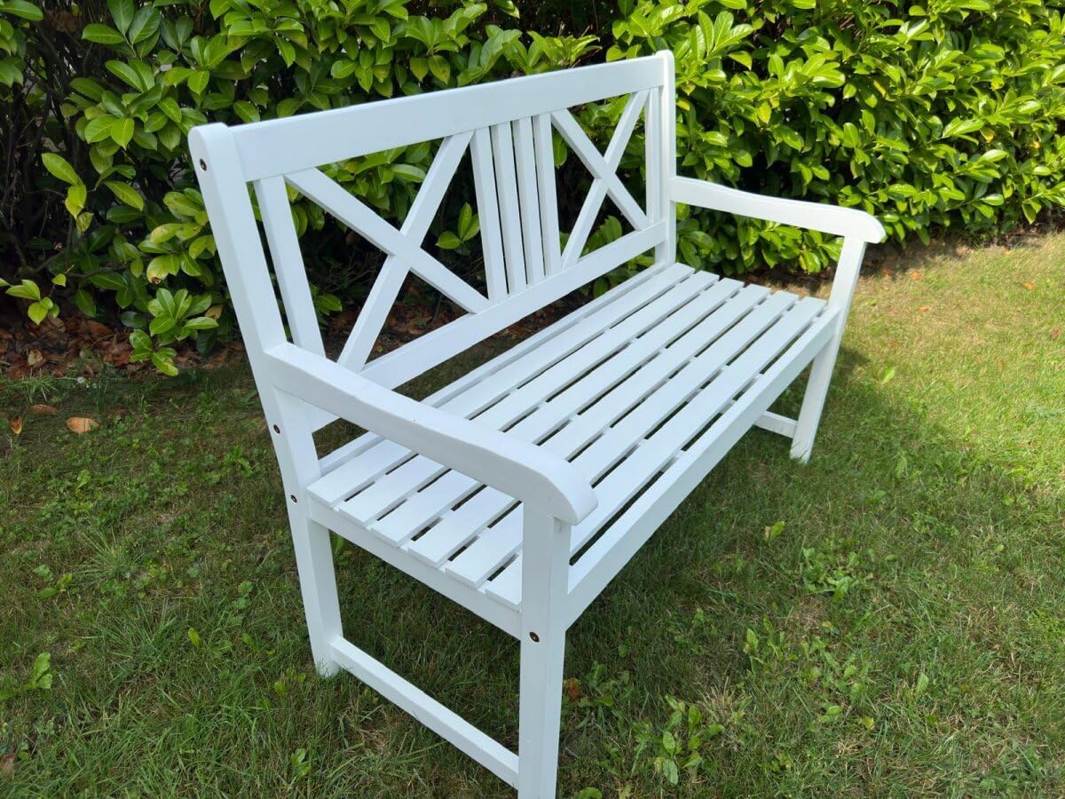 Banco de jardín metra, banco, banco de madera, blanco, banco de asiento, 2 plazas